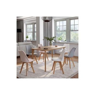 IDMarket Idmarket - Lote De 6 Sillas Escandinavas Sara, Mezcla De Rosa Pastel X2, Gris Claro X2 Y Blanco X2