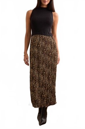 Tribal Sleeveless Twofer Maxi Dress In Leopard