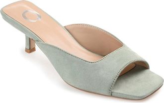 Journee Collection Larna Pump Womens Sage Faux Suede Slip-On Kitten Heel LION637