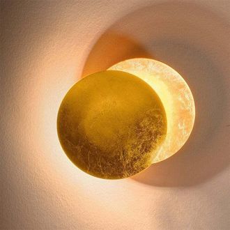 OEM Aplique De Pared De Lat&oacute;n Chapado En Oro, 7 W, 20 Cm, Dise&ntilde;o De Luna Eclipse, Ideal Para Mesita De Noche, Pasillo O Escalera - Ulisem