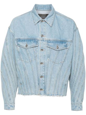 MUGLER Giacca denim con inserti - Blu