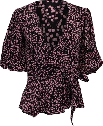 Ganni Ganni Wrap Blouse in Floral Print Viscose