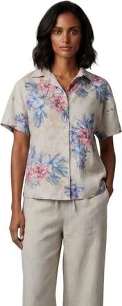 Lords of Harlech Exotic Floral Womens Relaxed Linen Printed Shirt in Exotic Floral Natural at Nordstrom, Size Xx-Large
