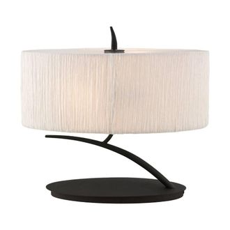 Netlighting Eve Table Lamp 2 Light E27 Small Anthracite with White Oval Shade in Black
