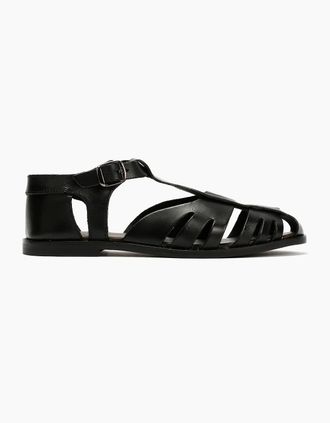 Hudson Womens NOVA WOMENS BLACK VEG TANNED LEATHER SANDAL - Size: 7