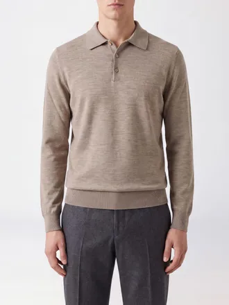 Brioni Long-Sleeved Polo Shirt in Cashmere and Silk