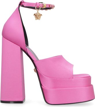 Versace Womens Medusa Aevitas Satin Sandals Pink Silk