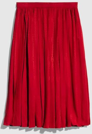 Gucci Interlocking G Chain Silk Jacquard Midi Skirt, Red