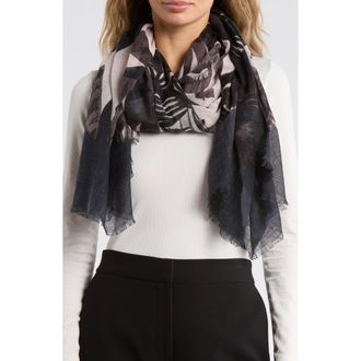 Vince Camuto Palm Print Wrap Scarf in Black at Nordstrom Rack