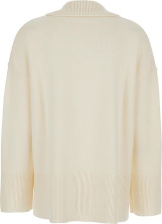 P.A.R.O.S.H. Womens White Sweater With Polo Collar Wool Top