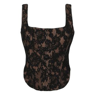 Self Portrait Lace Corset Top - Dames - Tops - Zwart - Maat: M Katoen
