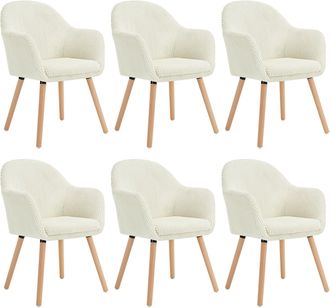 Woltu 6x Sillas De Comedor Sillas De Cocina Giratorias Con Patas De Metal Para Comedor. Asiento De Pana. Patas De Madera. Crema - Woltu