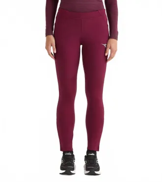 Diadora Winter Protection Run Tights In Maroon Banner