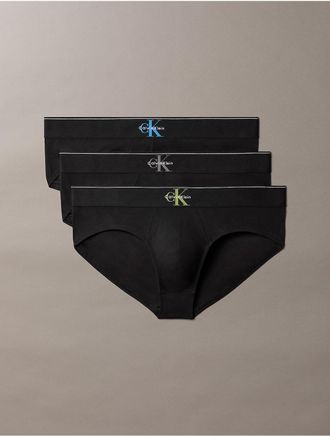 Calvin Klein Mens Graphic Monogram Cotton Stretch 3-Pack Boxer Brief - Blue - XL