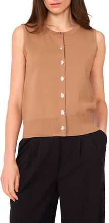 Vince Camuto Crewneck Button-Up Sweater Vest in Milk Chocolate at Nordstrom Rack, Size Xx-Large