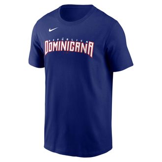 Nike Junior Caminero Dominican Republic National Baseball Team 2026 World Baseball Classic Nike Mens T-Shirt in Blue | N19947XW3D-WDF