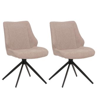 Hhg Nunca Usado] Juego De 2 Sillas De Comedor Hhg 026, Silla De Cocina, Giratoria Con Retorno Autom&aacute;tico, Tela/textil Chenilla (320 G/m&sup2;) Oeko-tex, Beige