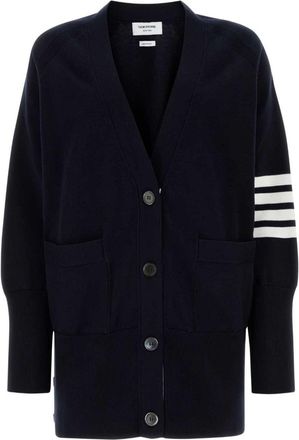 Thom Browne 4-Bar knitted cardigan - women - Cotton - 46 - Blue