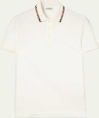 Burberry Mens Slim Fit Check-Placket Pique Polo Shirt