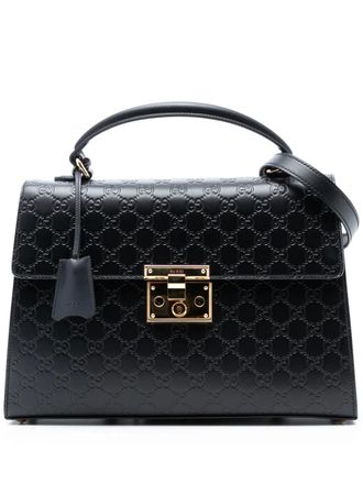 Gucci 2016-2025 Guccissima Padlock Top Handle Bag satchel - Nero
