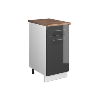 Vicco Mueble Bajo Para Fregadero/placa Fame-line, Antracita Alto Brillo/blanco, 40 Cm, Et Roble, Vicco
