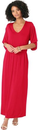 Roaman's Plus Size Stretch Knit Dolman Sleeve Maxi Dress in Vivid Red at Nordstrom, Size 44