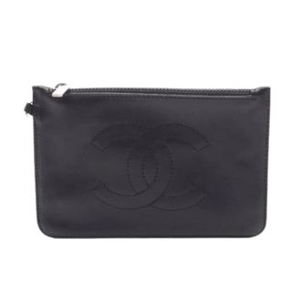 Chanel Pre-owned Vintage Pouch - Dames - Pre-owned - Zwart - Maat: ONE Size Leer