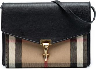 Burberry 2000-2017 Small Leather and House Check Canvas Derby Macken crossbody bag - Nero