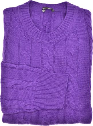 Manrico Cashmere Kabelgebreide trui - Paars