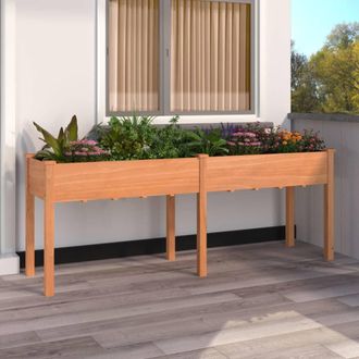 vidaXL Vidaxl - Jardinera Con Forro Madera Maciza De Abeto Marr&oacute;n 203x53x76 Cm