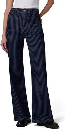 Joe's The Mia High Waist Patch Pocket Wide Leg Jeans in Indigo Stripe at Nordstrom, Size 25