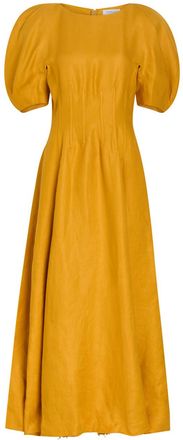 Gabriela Hearst Ranya Linen Maxi Dress - Yellow - 42 (UK10 / S)