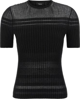 Theory Zwarte Sheer Streep Top - Dames - T-shirts - Zwart - M - Tops