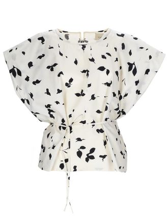 Alysi Light Backdrop Leaf Print Blouse