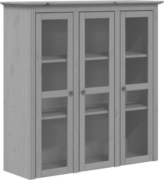 vidaXL Armario con puertas de vidrio bodo madera maciza pino gris Vidaxl