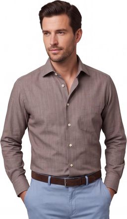 Eton classic fit overhemd katoen taupe
