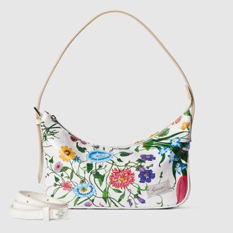 Gucci Lady Lunetta Small Shoulder Bag, White, Fabric