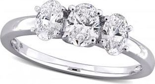 Allurez Oval Cut Lab Grown Diamond 3-Stone Ring 14K White Gold (1.00ct)