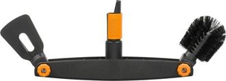 Fiskars Pulitore per grondaia con spazzola e raschietto regolabili, Larghezza: 4,5 cm, Nero/Arancione, QuikFit, 1001414 - Fiskars