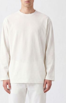 Yohji Yamamoto T-shirt a maniche lunghe in cotone con scollo a girocollo e spalle regolari