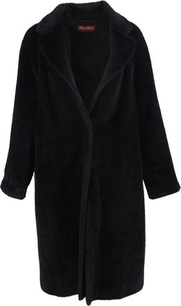 Max Mara Single-Breasted Teddy Coat in Black Wool