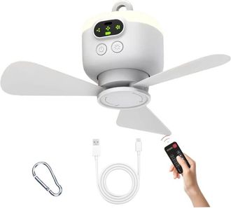 OEM Ventilador De Techo Port&aacute;til, Ventilador De Techo Colgante De 8000 Mah Con Control Remoto Y 3 Velocidades, Recargable Y Desmontable, Imprescindible De