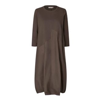 Masai Midi Jurken - Dames - Casual kleedjes - Bruin - L - Kleedjes