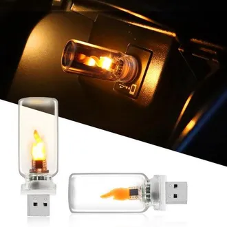 OEM Luces Usb Para Coche, Luz Led Con Forma De Llama, Luz Ambiental Usb Para Coche, Mini Luz Nocturna Led Retro De Cristal Transparente, Fiestas