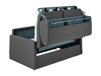 Vente-Unique Sof&aacute; cama italiano 4 plazas de tela CALIFE - Gris - Cama 160 cm - Colch&oacute;n viscoel&aacute;stico 22 cm