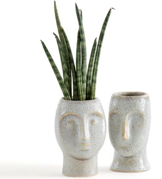 AM.PM Set van 2 bloempotten in aardewerk H10cm, Binome