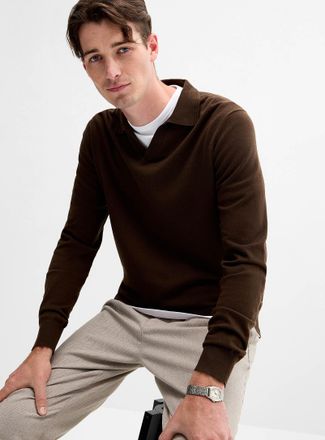 Le 31 Mens Johnny collar minimalist sweater