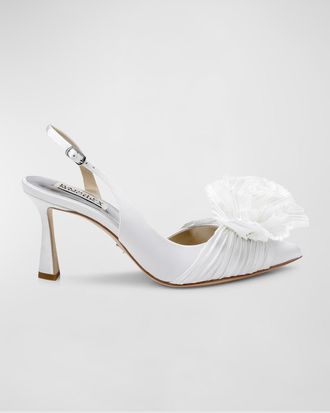 Badgley Mischka Blaire Silk Flower Slingback Pumps