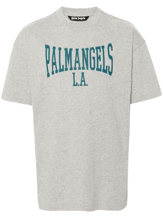 Palm Angels logo-print cotton T-shirt - men - Cotton - 3XL - Grey
