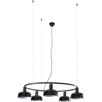 Faro Barcelona Faro Tatawin L&aacute;mpara De Techo Colgante Cil&iacute;ndrica Peque&ntilde;a De 5 Luces Negro Satinado